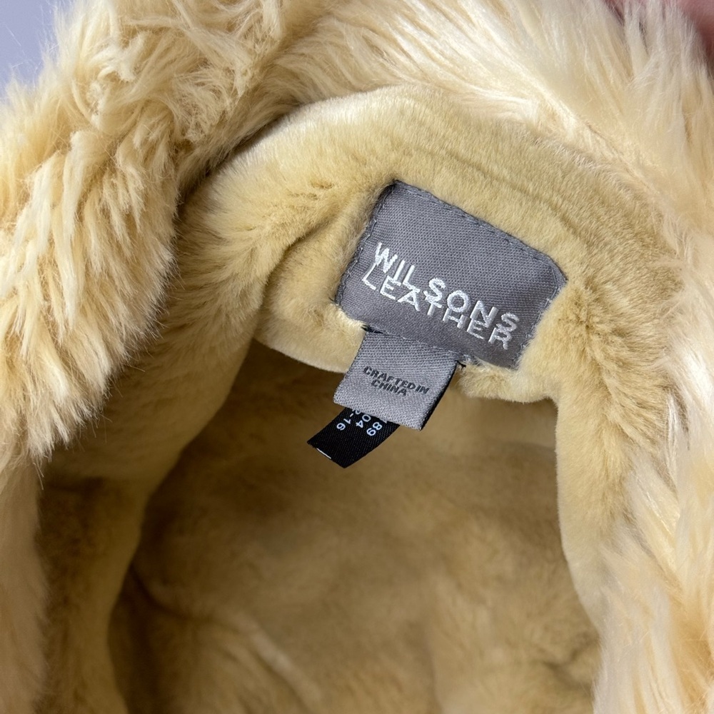 WILSONS LEATHER Bucket Hat Faux FUR Lining Size Sm light brown - Picture 4 of 7
